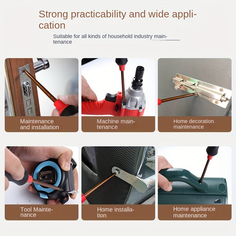 10.16cm Cross +10.16cm One Word Magnetic Screwdriver Set with Extended Handle - Includes Cross Head and Flat Head Drill Bits, Suitable for Home DIY Projects