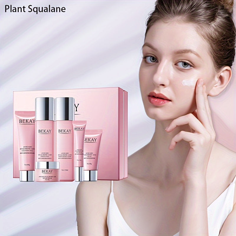 6-Piece Avocado Hyaluronic Collagen Skincare Set – Moisturizing Facial Care Gift Kit | Cleanser, Cream & Skin Nourishing Essentials | Hypoallergenic