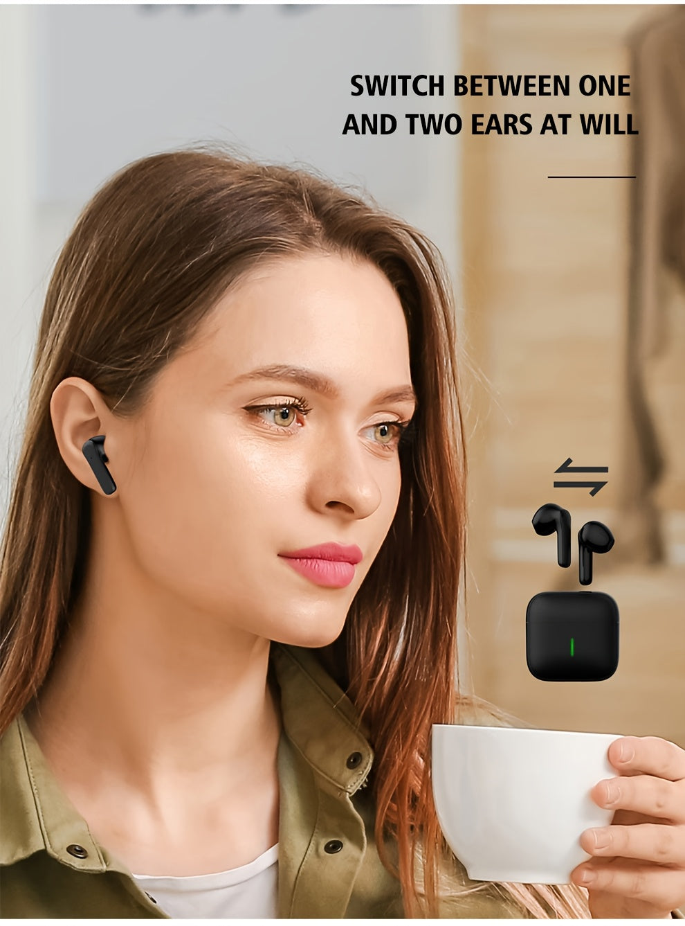 Wireless Touch Control Bluetooth Earbuds – 200mAh Rechargeable Semi-Open Earphones | Type-C Fast Charging | Clear Microphone | Lightweight Daily Use Headset