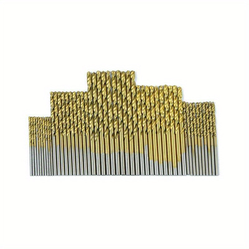 2x 50pcs Titanium Coated High-Speed Steel Twist Drill Bit Set, Hex Shank Multi-Size Drill Bits for Metal, Wood, Plastic