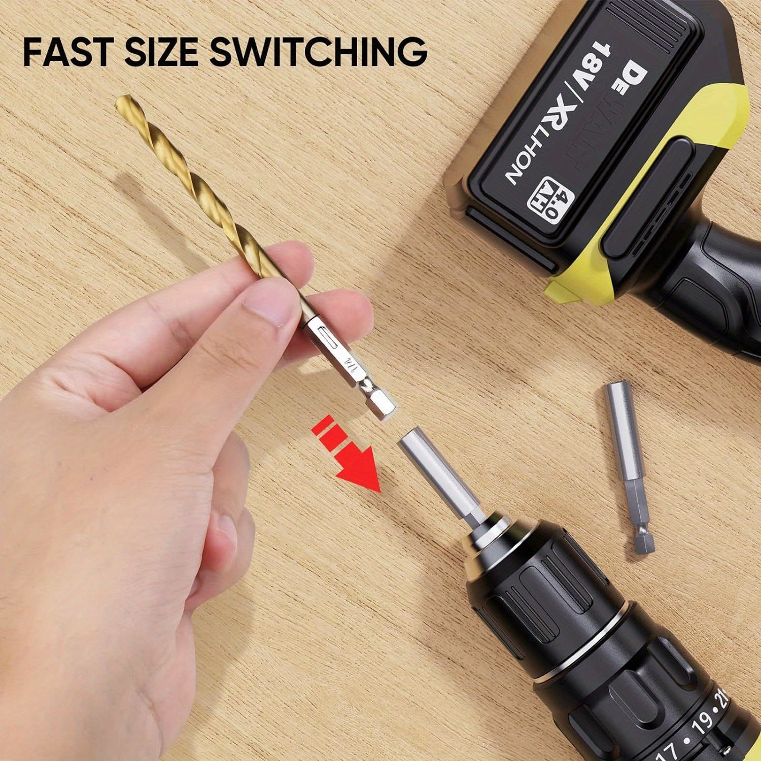 2x 50pcs Titanium Coated High-Speed Steel Twist Drill Bit Set, Hex Shank Multi-Size Drill Bits for Metal, Wood, Plastic