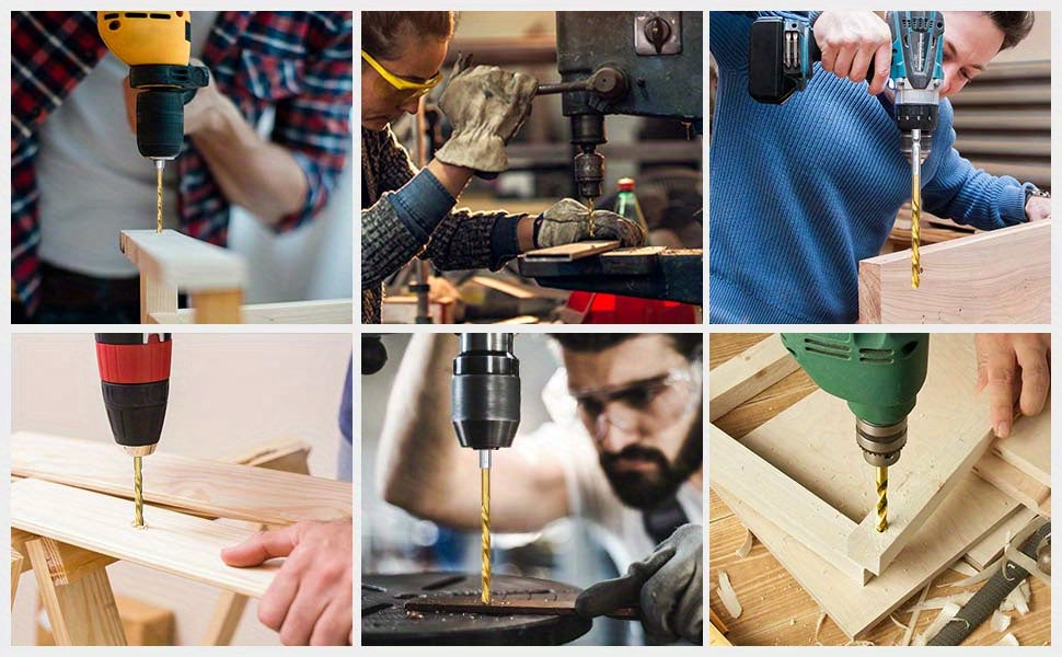 2x 50pcs Titanium Coated High-Speed Steel Twist Drill Bit Set, Hex Shank Multi-Size Drill Bits for Metal, Wood, Plastic