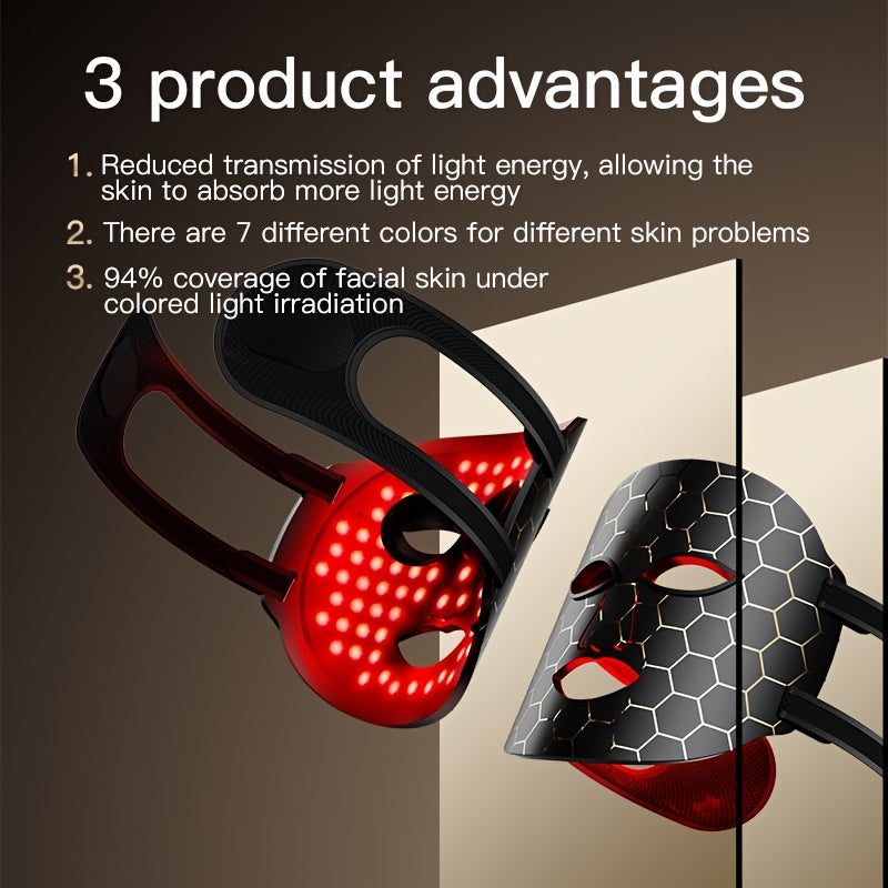 7-Color LED Facial Skincare Device – Portable, Lightweight, Strap Design