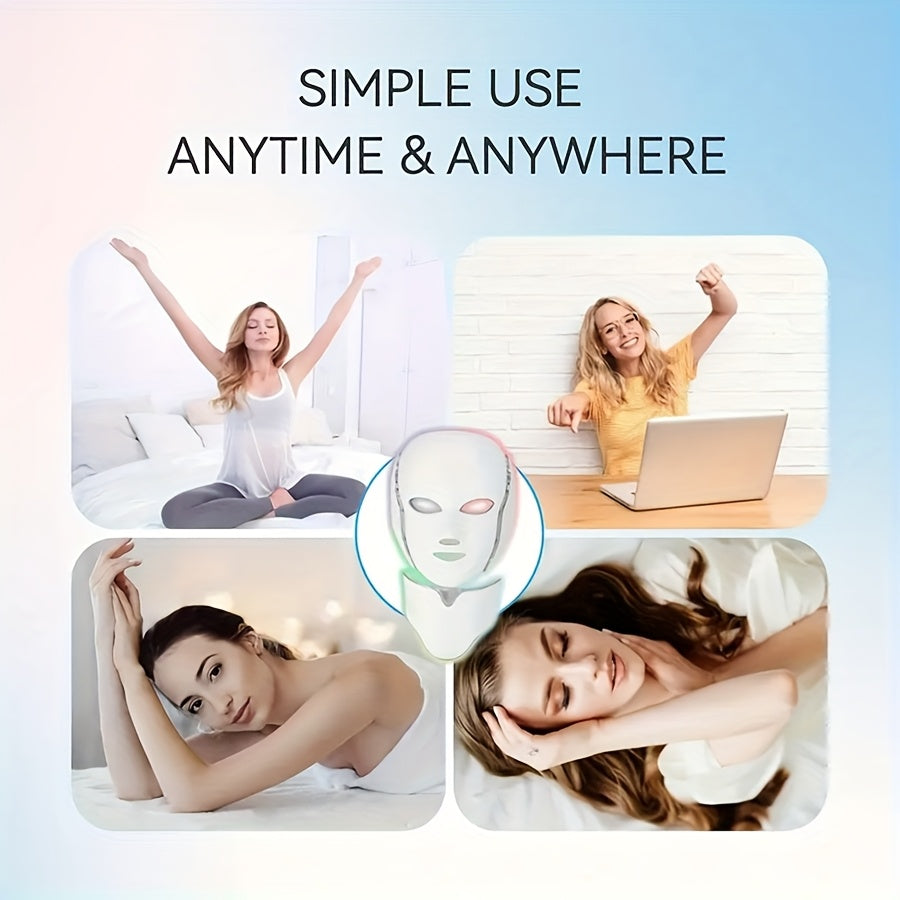LHANLIN LED Multicolor Facial Therapy Mask – USB Rechargeable, Remote Control, 1200mAh
