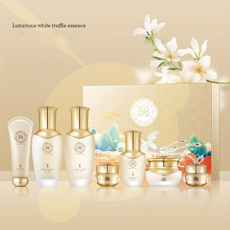 Luxurious 7-Piece White Truffle Skincare Set For Women - Includes Cleanser, Toner, Moisturizer, Serum, Nourishing Cream, Eye Cream & Balm - Perfect Gift For Birthdays, Valentine'S, Mother'S Day | Hypoallergenic, Suitable For