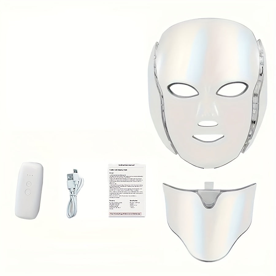 LHANLIN LED Multicolor Facial Therapy Mask – USB Rechargeable, Remote Control, 1200mAh