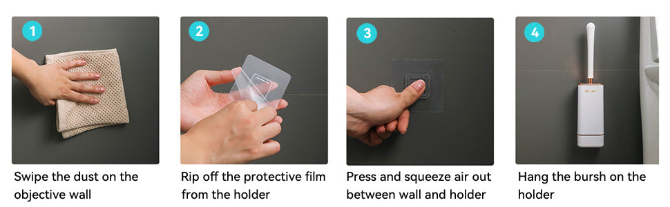 AOKALA Silicone Toilet Brush & Holder Set – 360° Deep Cleaning, Long Handle, Wall-Mounted or Freestanding Modern Bathroom Accessory (Black/White)