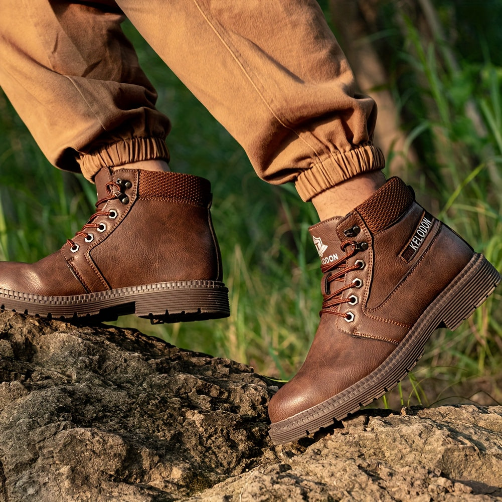 Men’s Heavy Duty Steel Toe Work Boots – 6 Inch Slip-Resistant Industrial Outdoor Shoes | All-Terrain Rubber Sole | Cushioned Arch Support | All Season Construction Safety Boots