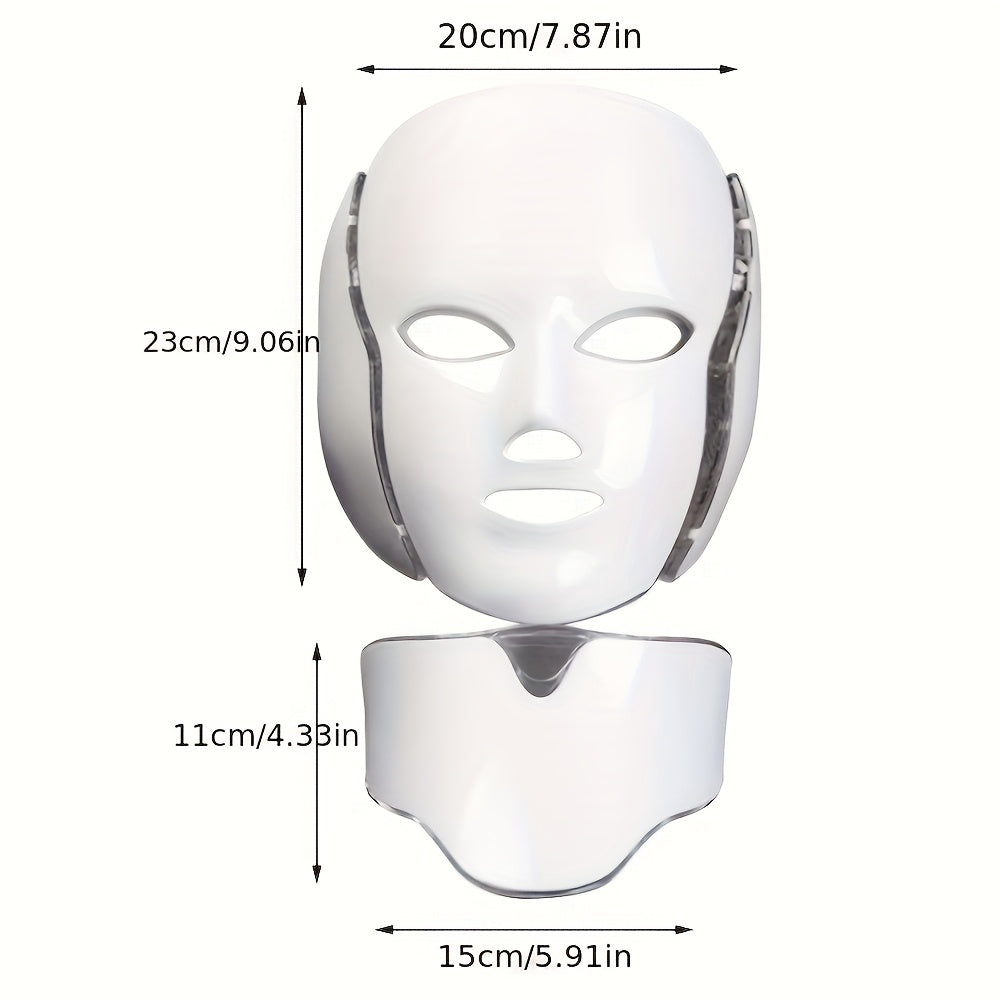 LHANLIN LED Multicolor Facial Therapy Mask – USB Rechargeable, Remote Control, 1200mAh