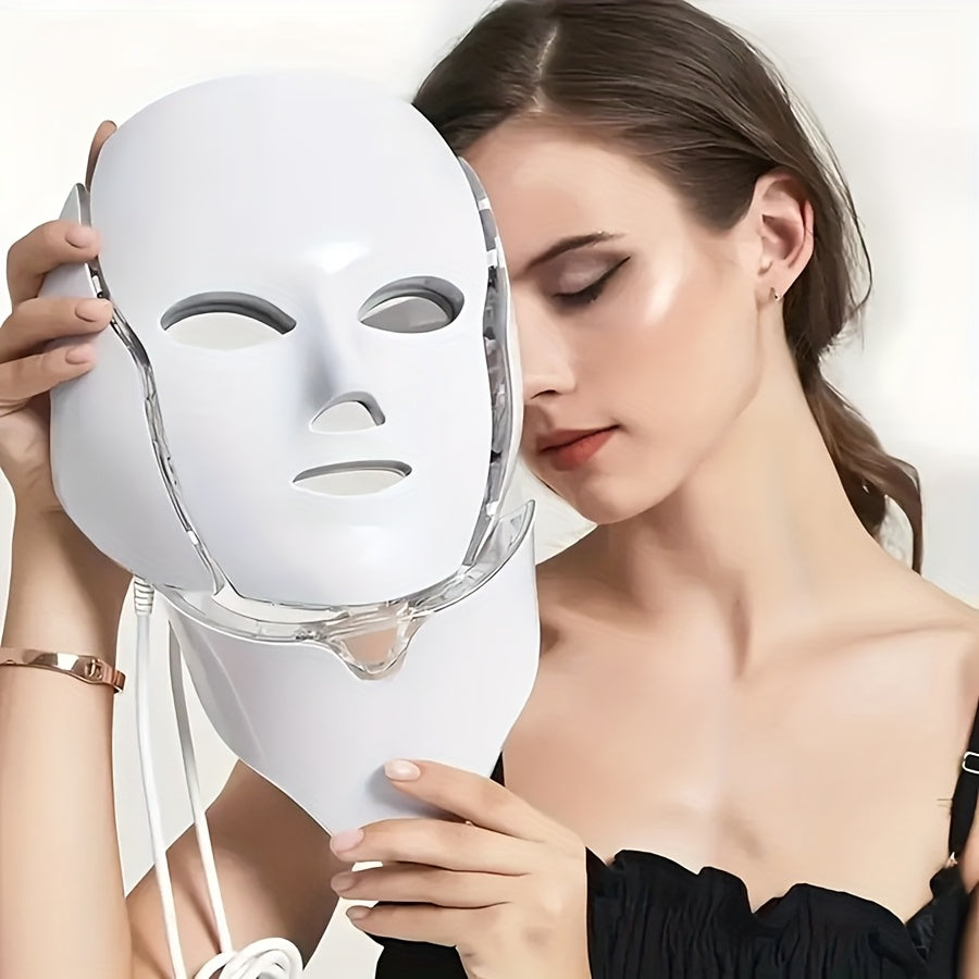 LHANLIN LED Multicolor Facial Therapy Mask – USB Rechargeable, Remote Control, 1200mAh
