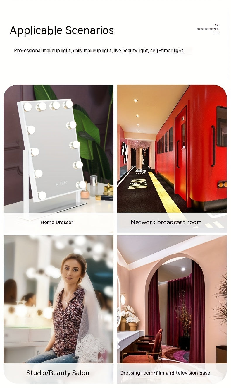 Princess Vanity Mirror - LED Animal Theme Makeup Mirror – USB Powered Luminous Vanity Table Mirror with Soft Lighting | Portable Makeup & Skincare Mirror | Modern Desktop Beauty Mirror