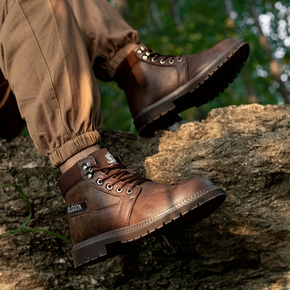 Men’s Heavy Duty Steel Toe Work Boots – 6 Inch Slip-Resistant Industrial Outdoor Shoes | All-Terrain Rubber Sole | Cushioned Arch Support | All Season Construction Safety Boots