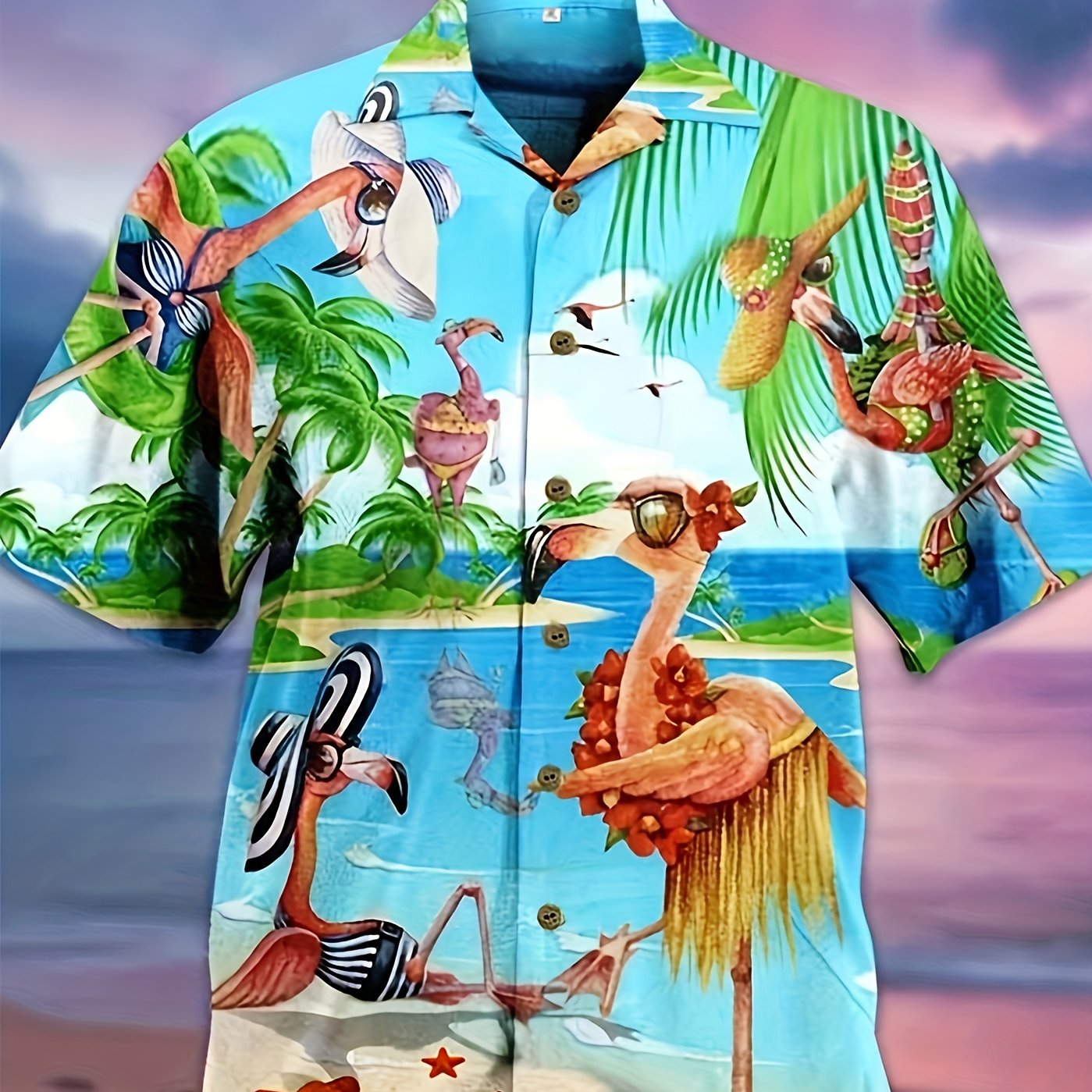 Men’s Trendy Bold Tropical Print Shirt – Casual Short Sleeve Summer Essential