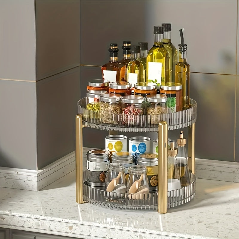 360° Rotating Clear Vanity Tray - Makeup & Perfume Organizer with Adjustable, No-Install Design by Zlxtxpor for Cosmetics, Skincare, and Bathroom Storage