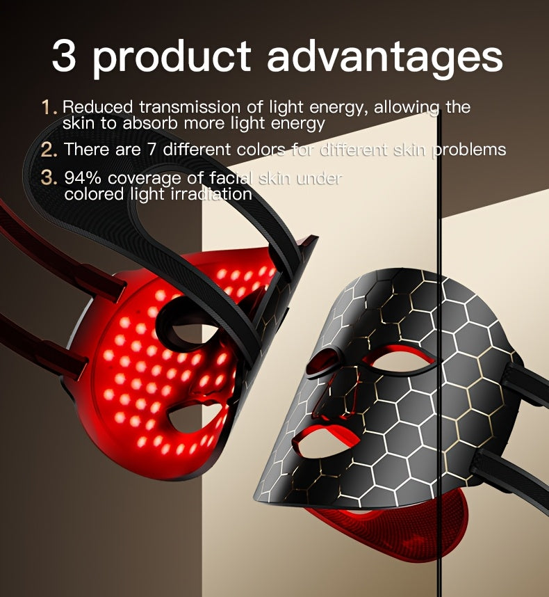7-Color LED Facial Skincare Device – Portable, Lightweight, Strap Design