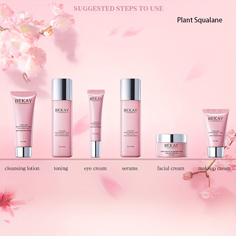 6-Piece Avocado Hyaluronic Collagen Facial Skincare Gift Set: Moisturizing, Cleansing, and Skin Care in One Set - Suitable for All Skin Types