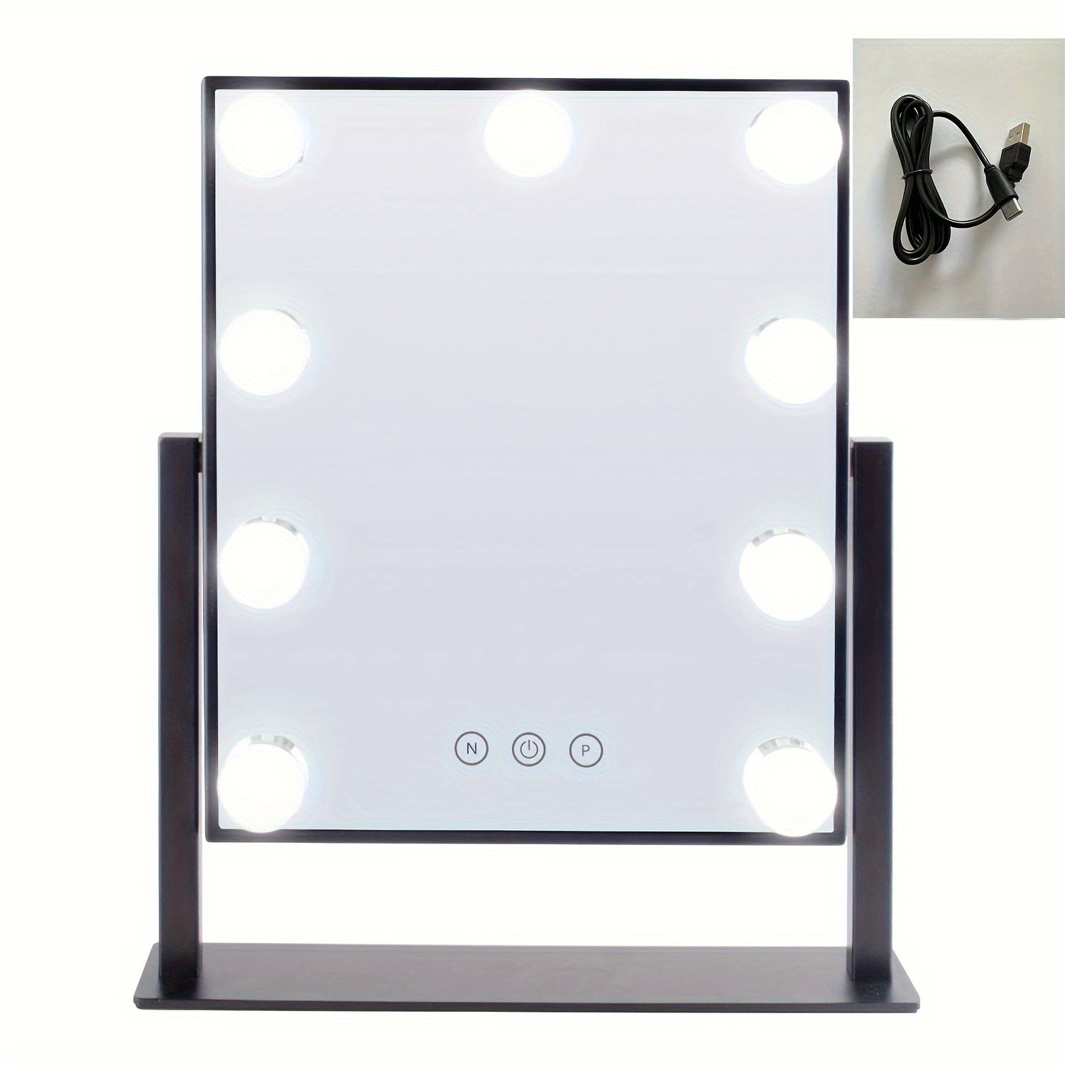 Princess Vanity Mirror - Square LED Lighted Desktop Beauty Mirror with Portable Design, Smart Touch, and Adjustable Brightness for Skincare and Makeup Application - Perfect for Home, Travel, or Professional Use