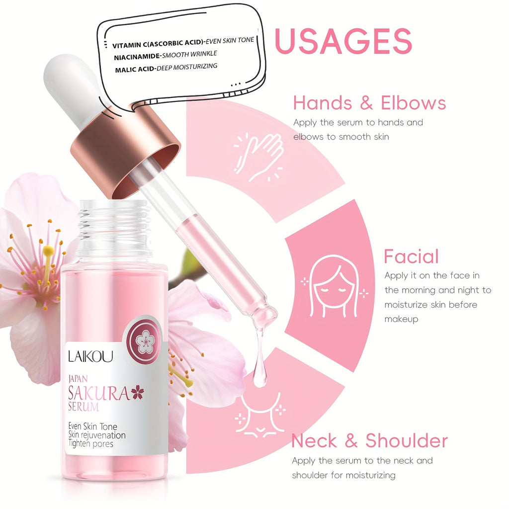 LAIKOU Sakura Skincare Kit for Women – 7PCS Vitamin C Brightening & Moisturizing Set