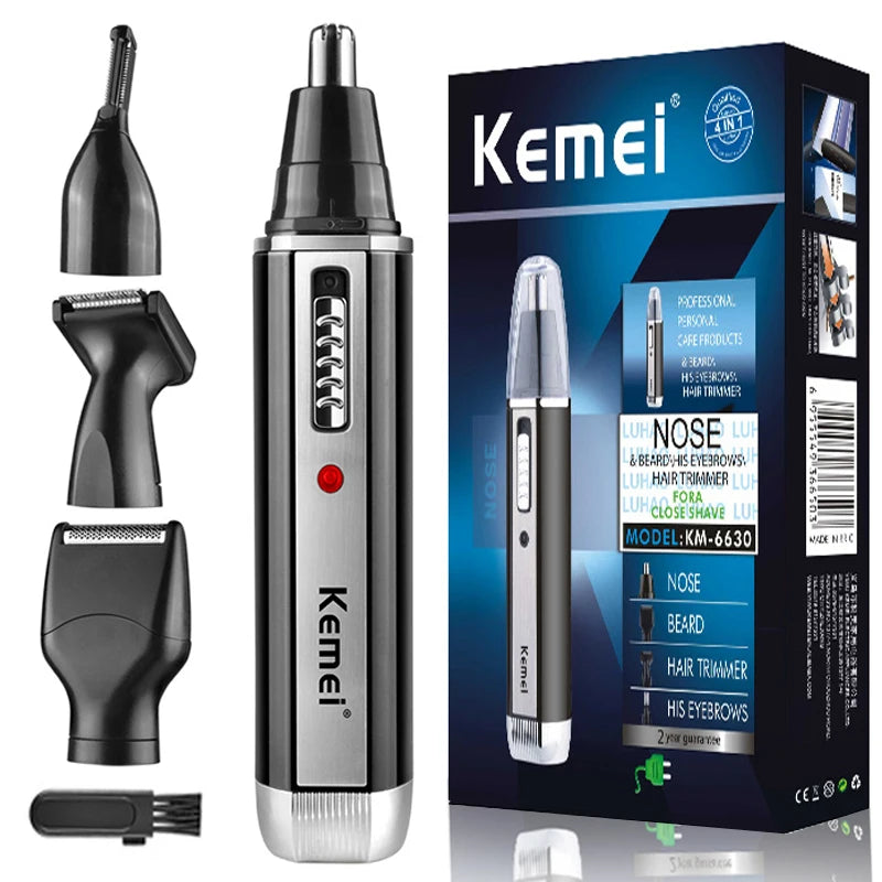 Kemei 4in1 Rechargeable Nose Hair Trimmer for Men – Ear, Eyebrow & Beard Grooming Kit, Precision Clean Machine