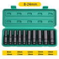 1/2Inch Drive 6-Point Impact Socket Set 10-20 pcs/set Metric Sizes Carbon Steel Impact Socket Set with Hard Storage Box