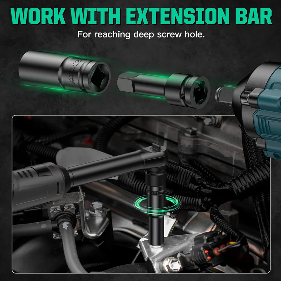 1/2Inch Drive 6-Point Impact Socket Set 10-20 pcs/set Metric Sizes Carbon Steel Impact Socket Set with Hard Storage Box