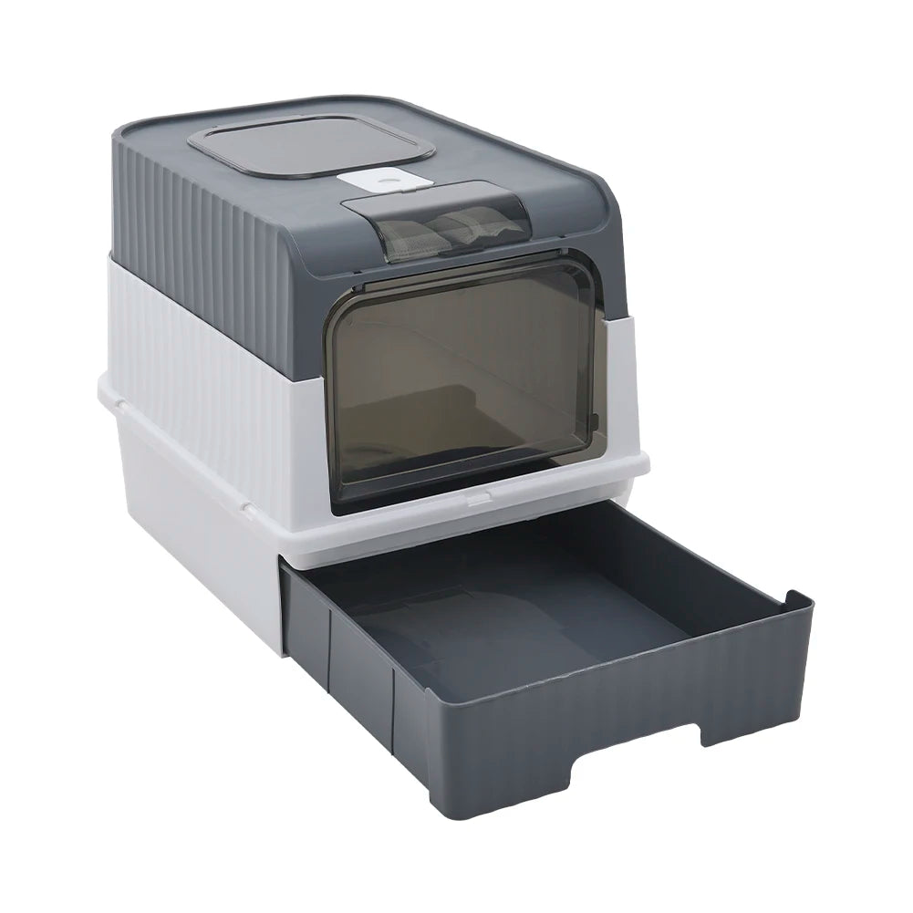 Tieker Enclosed UV Sterilizing Cat Litter Box – Top Entry, Large Capacity, Splash-Proof Pet Toilet
