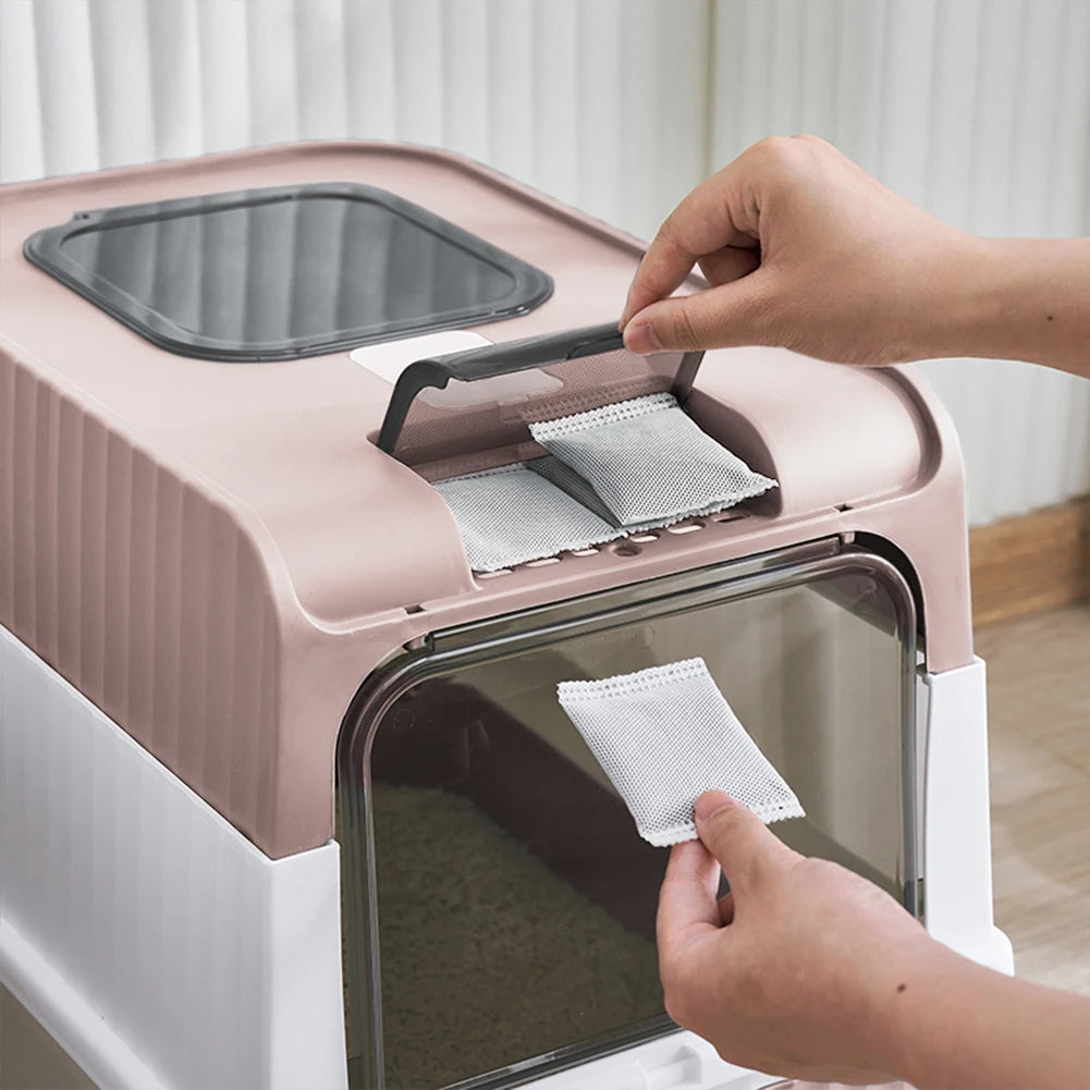 Tieker Enclosed UV Sterilizing Cat Litter Box – Top Entry, Large Capacity, Splash-Proof Pet Toilet
