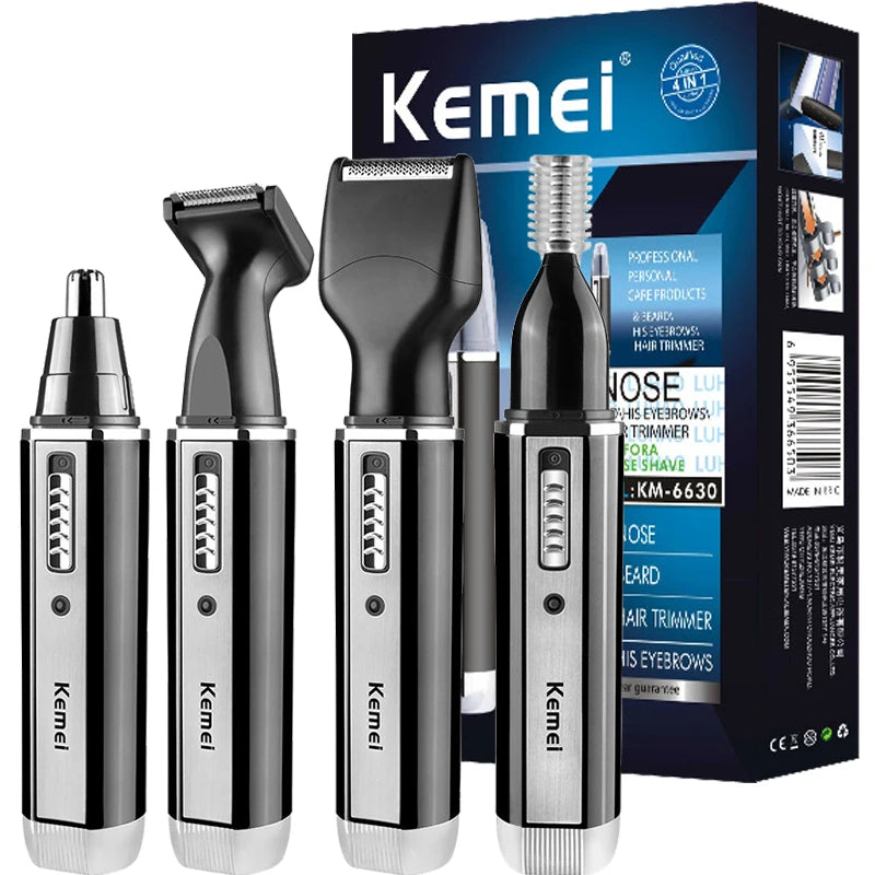 Kemei 4in1 Rechargeable Nose Hair Trimmer for Men – Ear, Eyebrow & Beard Grooming Kit, Precision Clean Machine