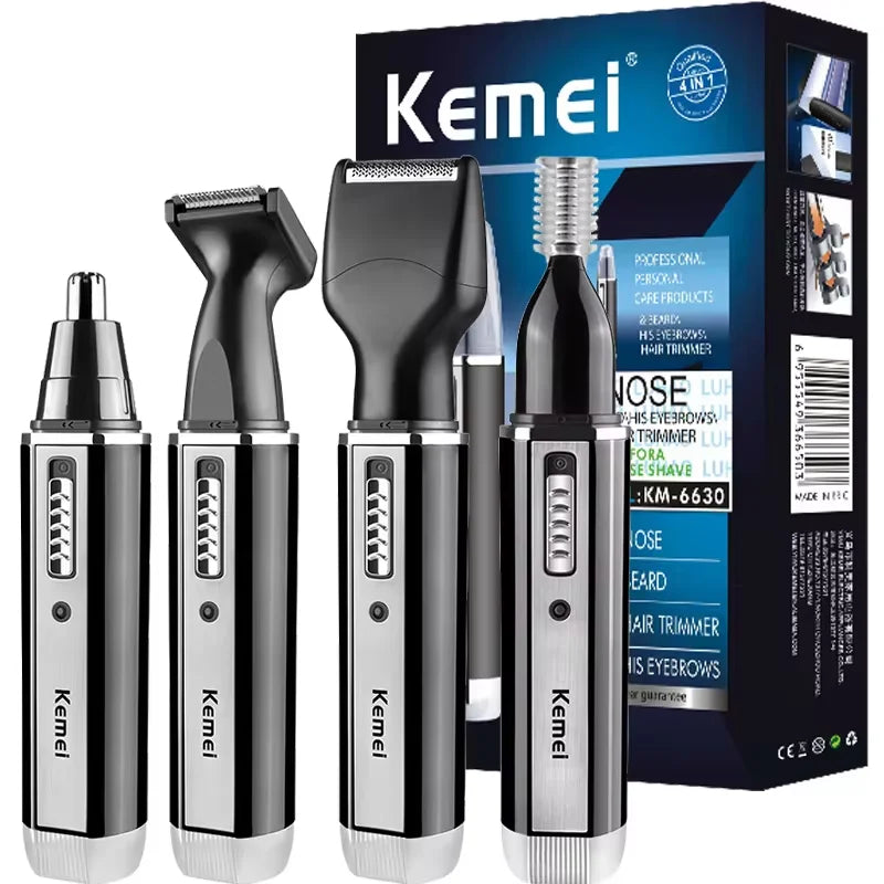 Kemei 4in1 Rechargeable Nose Hair Trimmer for Men – Ear, Eyebrow & Beard Grooming Kit, Precision Clean Machine