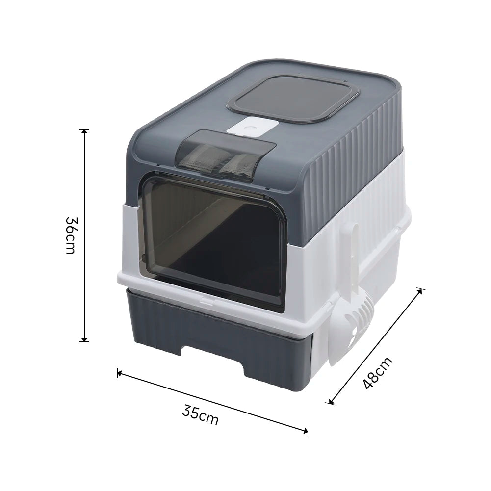 Tieker Enclosed UV Sterilizing Cat Litter Box – Top Entry, Large Capacity, Splash-Proof Pet Toilet