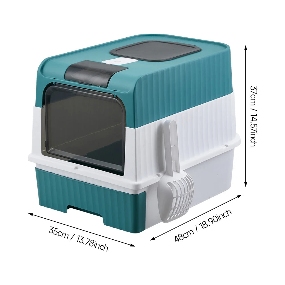 Tieker Enclosed UV Sterilizing Cat Litter Box – Top Entry, Large Capacity, Splash-Proof Pet Toilet