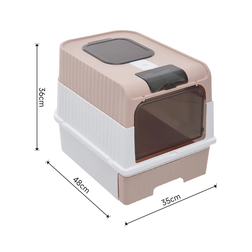 Tieker Enclosed UV Sterilizing Cat Litter Box – Top Entry, Large Capacity, Splash-Proof Pet Toilet