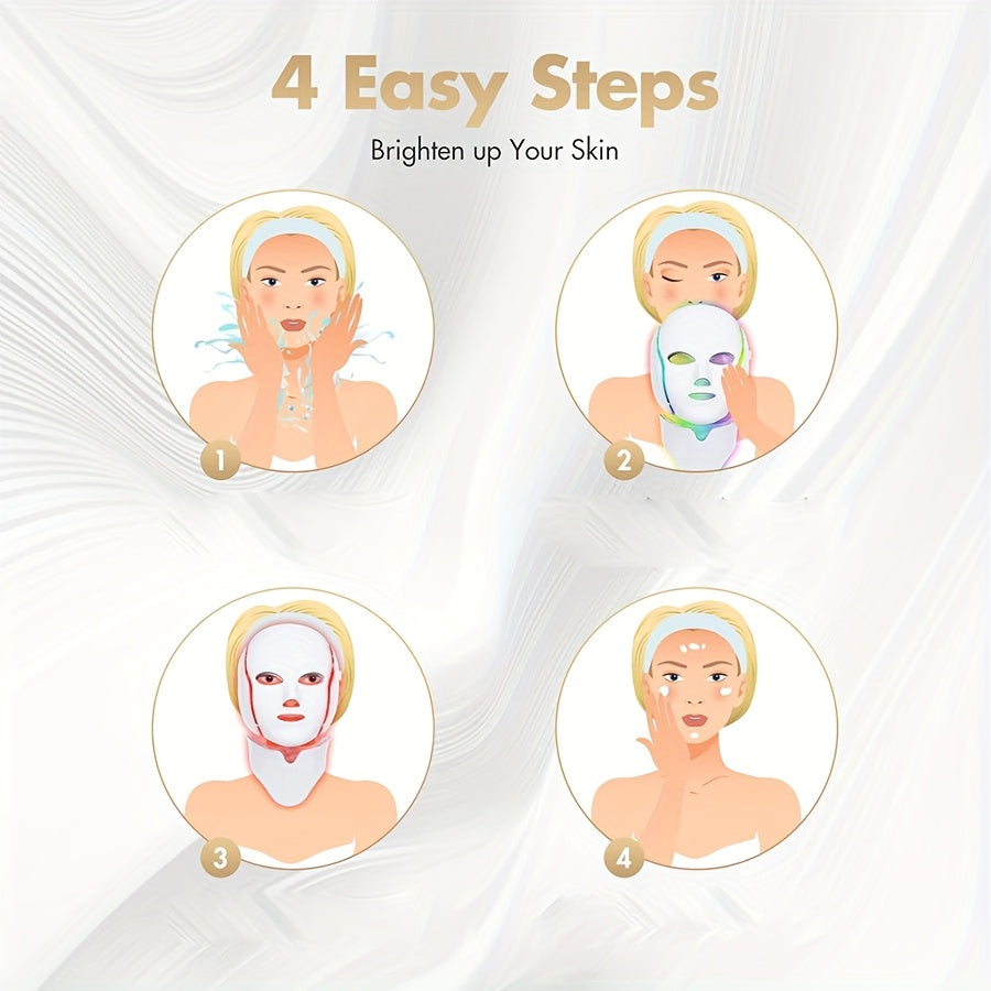 LHANLIN LED Multicolor Facial Therapy Mask – USB Rechargeable, Remote Control, 1200mAh