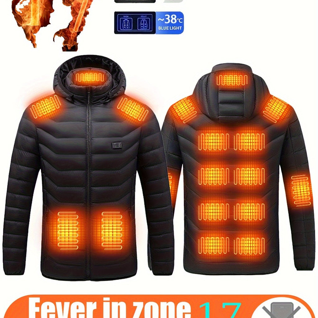 Men’s 17-Zone Heated Jacket – Dual Control USB Electric Winter Coat by Pearson Select