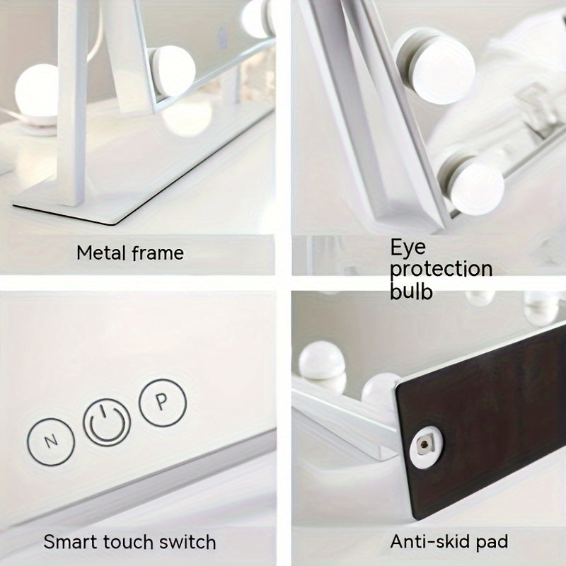 Princess Vanity Mirror - LED Animal Theme Makeup Mirror – USB Powered Luminous Vanity Table Mirror with Soft Lighting | Portable Makeup & Skincare Mirror | Modern Desktop Beauty Mirror