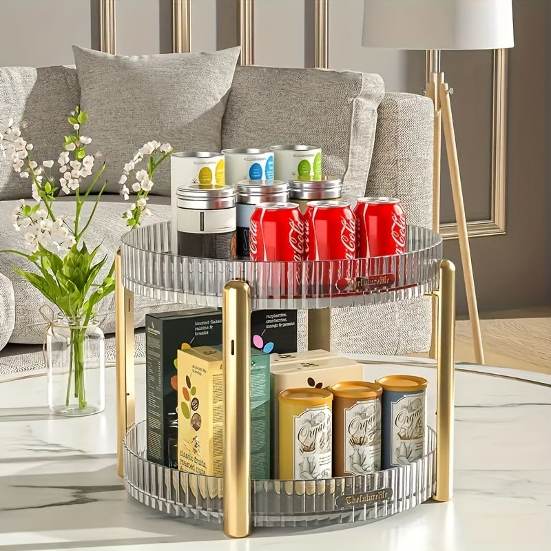 360° Spinning Makeup Organizer – Adjustable Clear Vanity Tray for Cosmetics & Perfume